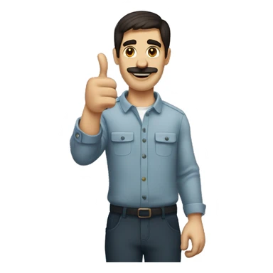 dark hair dark eyed man with short mustache thumbs up  sticker