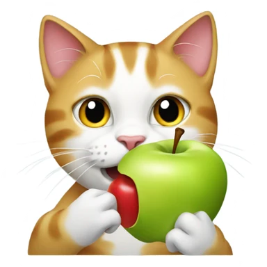 Cat eating an apple sticker