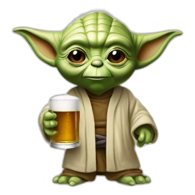 yoda boit une biere sticker
