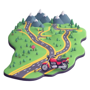 motorcycle route map with checkpoints and scenic views sticker