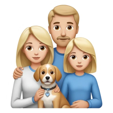White family, 1 mom with brown hair, 1 dad with Blonde hair, 1 girl with blonde hair and dog  sticker