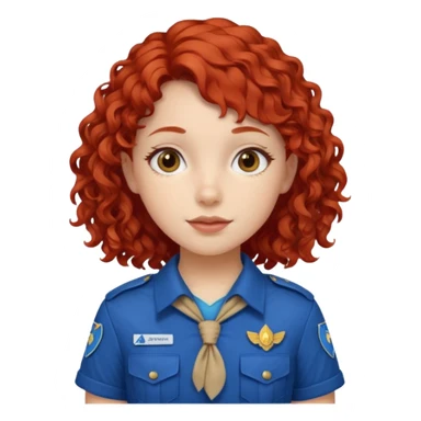 scout girl with blue scout uniform, red curly haired sticker