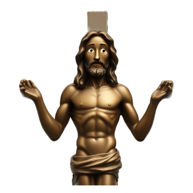 bronze, jesus away on crucifix sticker