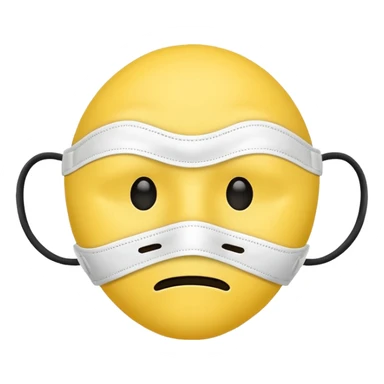 A sad face emoji coverd by a happy face mask sticker
