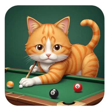 cat playing billiards sticker