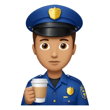 police man holding coffe sticker
