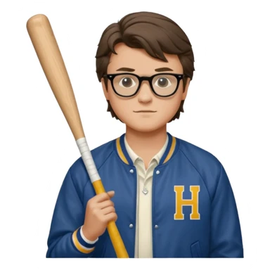 Steve Harrington from stranger things with the black non see through glasses and bat sticker