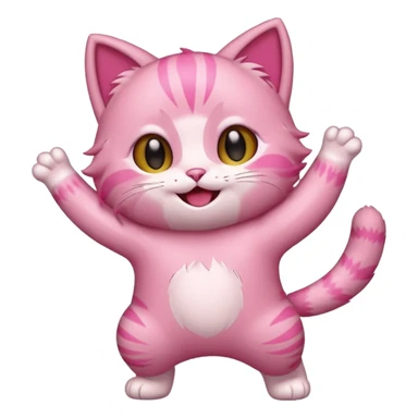 chibi anime pink cat dancing sticker