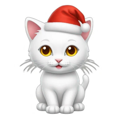 christmas white kitty in red hat full body sticker