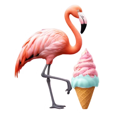 Flamingo eating an Ice cream cone  sticker