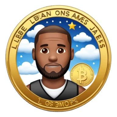 lebron james coin emoji   and text on the coin niggas in the sky  sticker