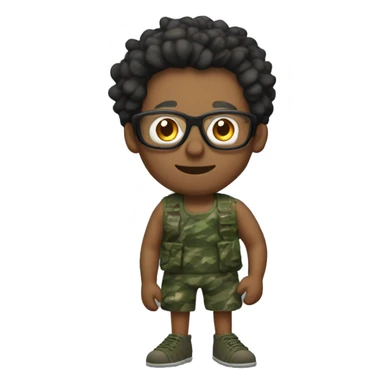 a middle aged man with fairy wings, his hair is black and combed over, and he has glasses. he also has swimming fippers on his feet. have him dresed in a camo dress sticker
