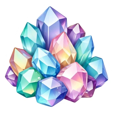 Pastel iridescent rainbow crystal clusters sticker