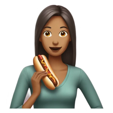 Woman eating hotdog sticker
