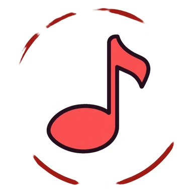 single musical note on white circle sticker