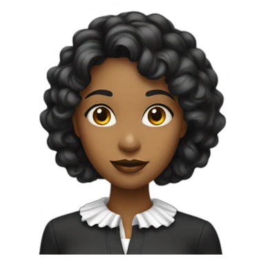 Mujer pelo negro largo lacio collar con nombre sticker