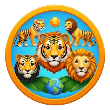 Palabra TEAM UNIVERSO con tigre en la derecha. León izquierda, un mundo en centro sticker