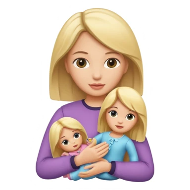 woman holding blonde doll sticker