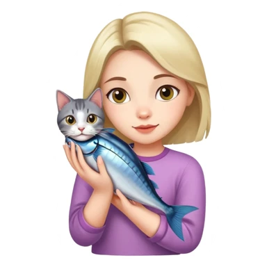 A pretty girl holding a mackerell cat breed on her arms with such a love and care  sticker