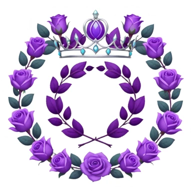 Purple rose with silver tiara and a purple emblem leaf wreath sticker