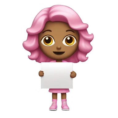 Pink girl holding a sign that says "LAST WORD" sticker