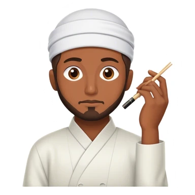 Muslim man thinking about sushi sticker