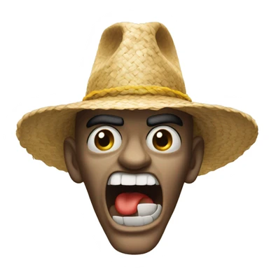 Angry person With smoke coming out of teir head, wearing straw hat, yellow skin sticker