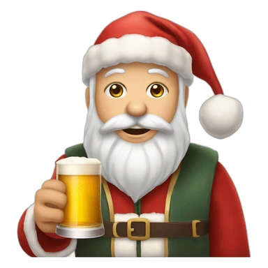 Père Noël qui offre un verre de bière à un enfant comme cadeau sticker