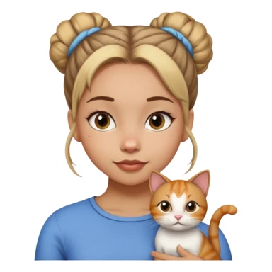 بنت مع قط البنت شعره بوني sticker