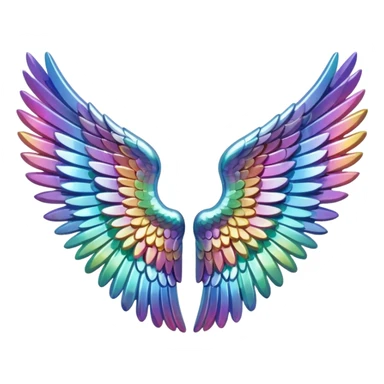 A 3d not too detailed aurora prismatic angel wing sticker