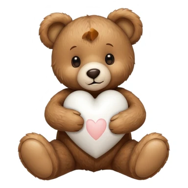 Teddy bear hugging a white heart sticker