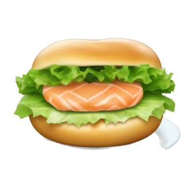 Bagel with salmon egg and lettuce sticker