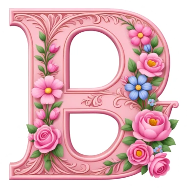 Pink, romantic, flowery, the letter “D” sticker