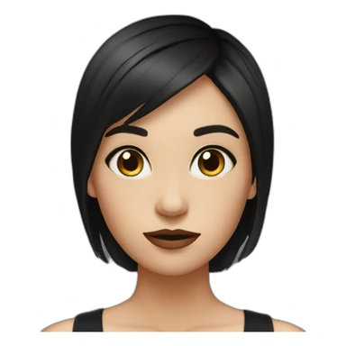 Doubt face pixie Short straight hair brunette with black long dress sticker