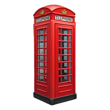 A classic red telephone booth standing on a cobblestone street. sticker