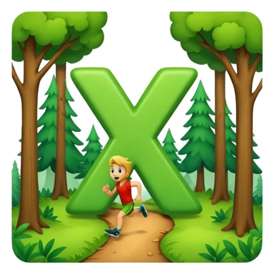 the letter X running around in the woods having an adventure sticker