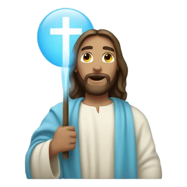 Jesus holding a light blue heart  sticker