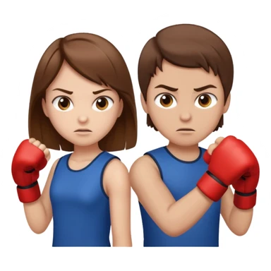 Fight girl and boy Brown hair  sticker