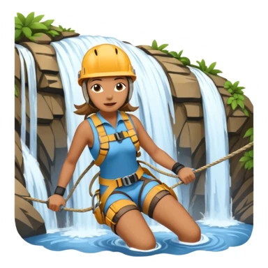 Woman rappelling waterfall sticker