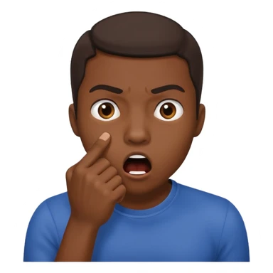 Darker skinned person who is shocked/ suprised and has their hand in a fist over their mouth sticker