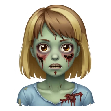 faça uma garota zumbi de cabelo castanho com mechas loiras e com franja sticker