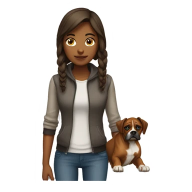 A girl with a boxer dog sticker
