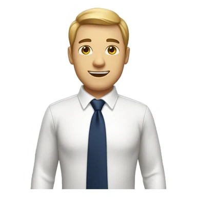 A modern man with glass white shirt and  navy blue tie waving hands sticker