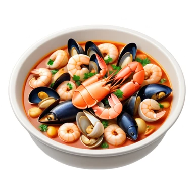 cinematic-realistic-buzara-seafood-dish-emoji,-depicted-as-a-rustic,-flavorful-seafood-stew-with-shellfish-rendered-with-rich-textures-and-dynamic,-maritime-lighting. sticker