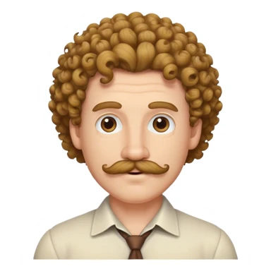 White guy with curly hair and mustache  sticker