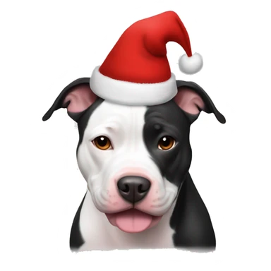 Black and white pitbull with Santa hat sticker