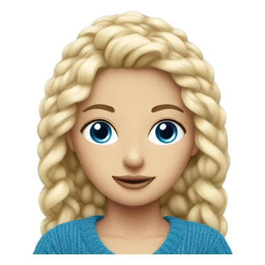 Beautiful finish blonde girl with blue eyes knitting sweater  sticker
