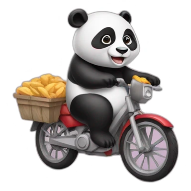 Panda on a bike delivering food sticker