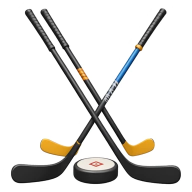 two hockey sticks crossing and a puck like the original apple hockey stick emoji sticker