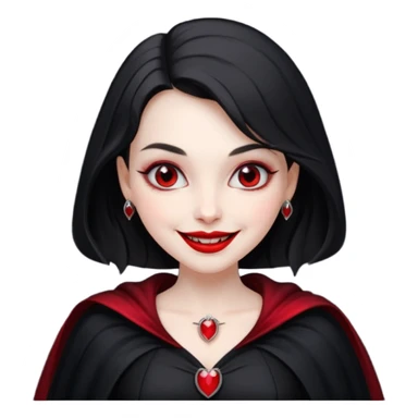 Vampire lady in black dress with cape, smile sticker